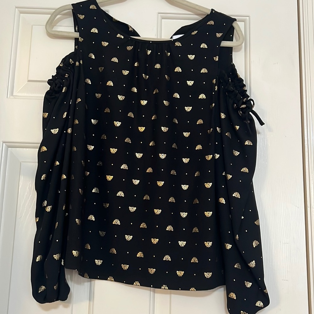 Black gold bee blouse size M